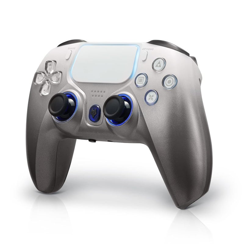 NBCP وحدة تحكم لاسلكية لجهاز PS4، متوافقة مع PS4/PS3/PC/iOS/Android، جيروسكوب بستة محاور، اهتزاز مزدوج، بطارية 1200 مللي أمبير، زنبركات تأثير هول مزدوجة، لوحة لمس، وظيفة توربو (بني) - Image 1